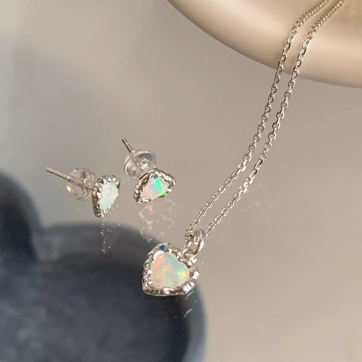 Sterling Silver Zircon Heart Necklace -
