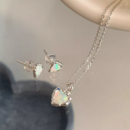 Sterling Silver Zircon Heart Necklace -