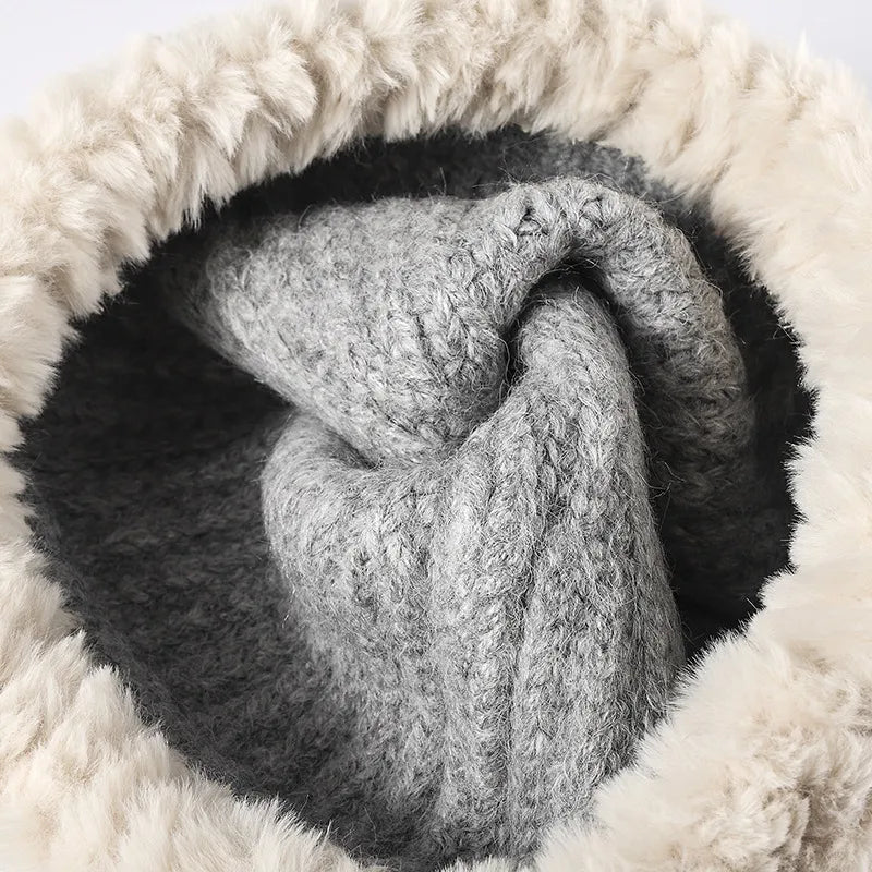 Fuzzy Hem Knit Hat -