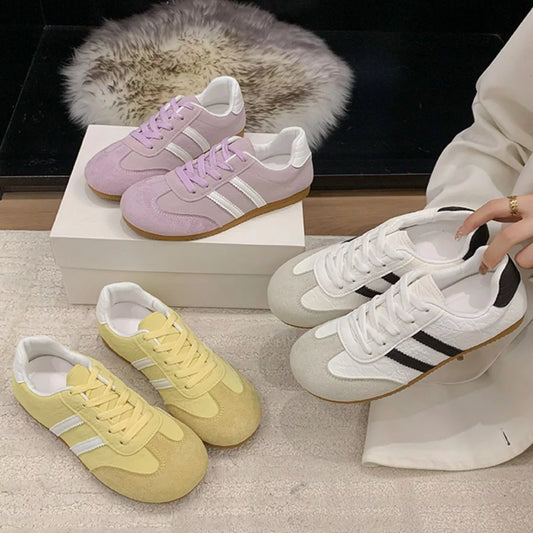 Striped Lace Up Casual Sneakers -