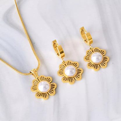 Gold-Plated Flower Jewelry Set -