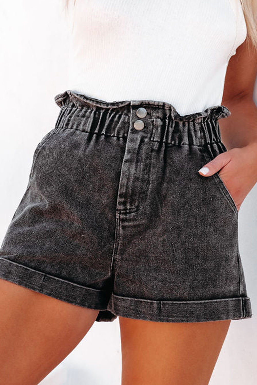 Paperbag Waist Denim Shorts