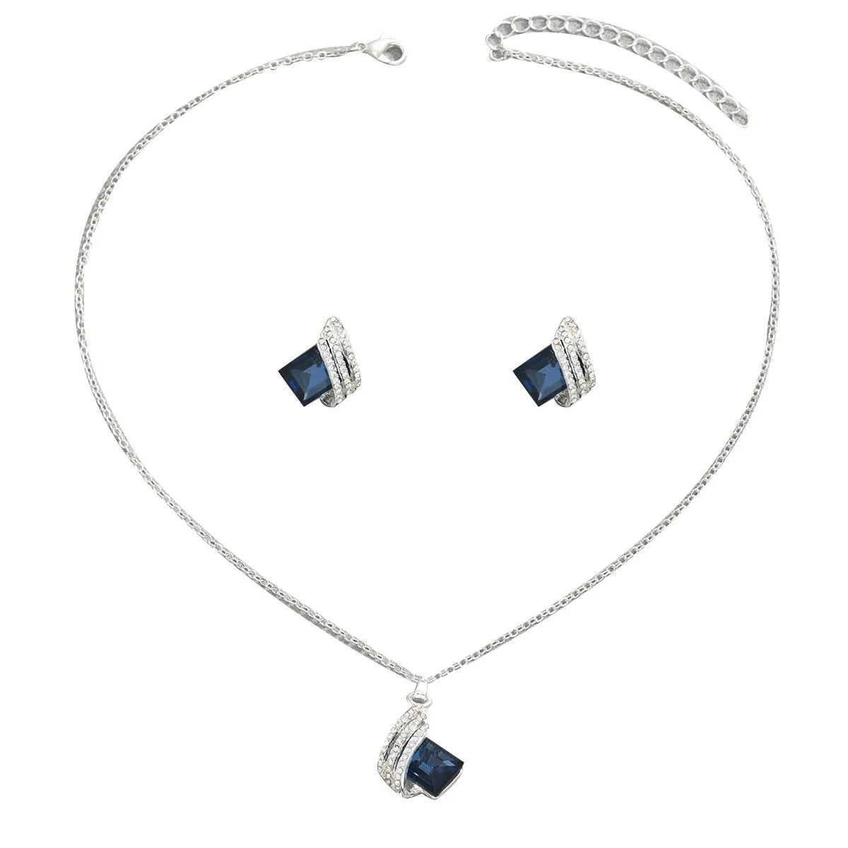 Crystal Geometric Earrings and Necklace Jewelry Set -