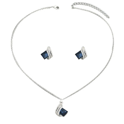 Crystal Geometric Earrings and Necklace Jewelry Set -