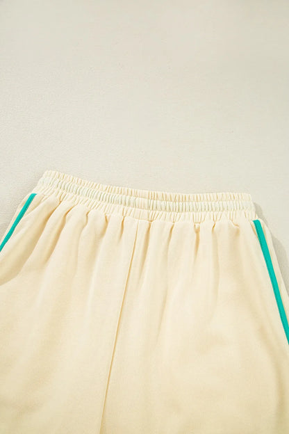 Contrast Round Neck Top and Shorts Set -