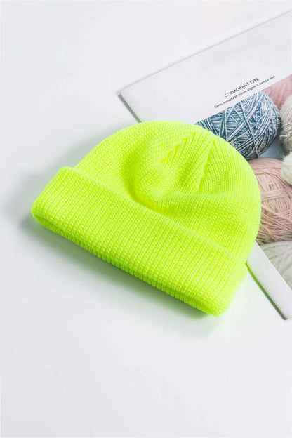 Cozy Rib-Knit Cuff Beanie - Yellow One Size