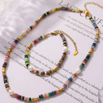 Bohemian Natural Stone Pearl Beaded Jewelry Set -