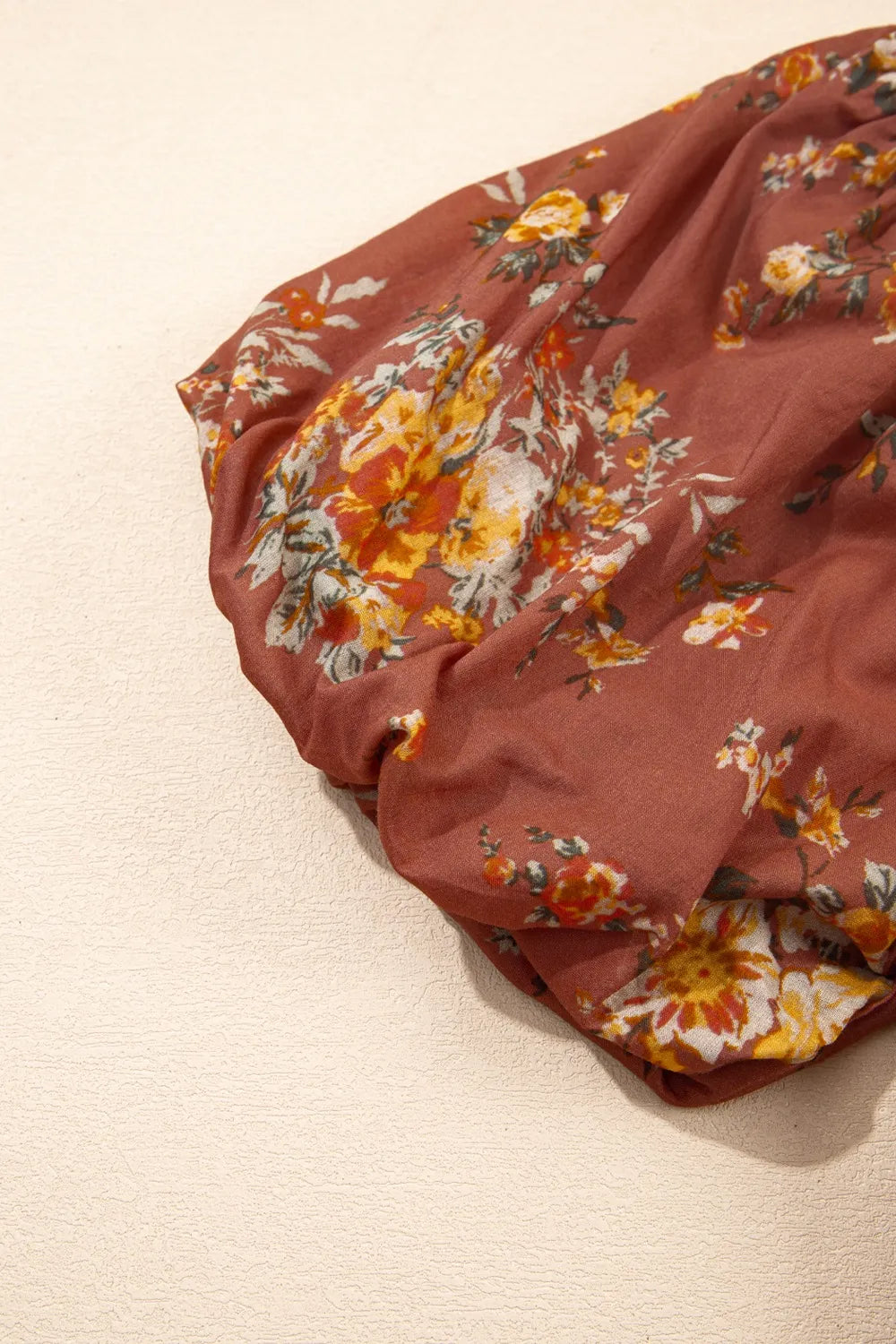 Floral Puff Sleeve Knot Open Back Mini Dress -