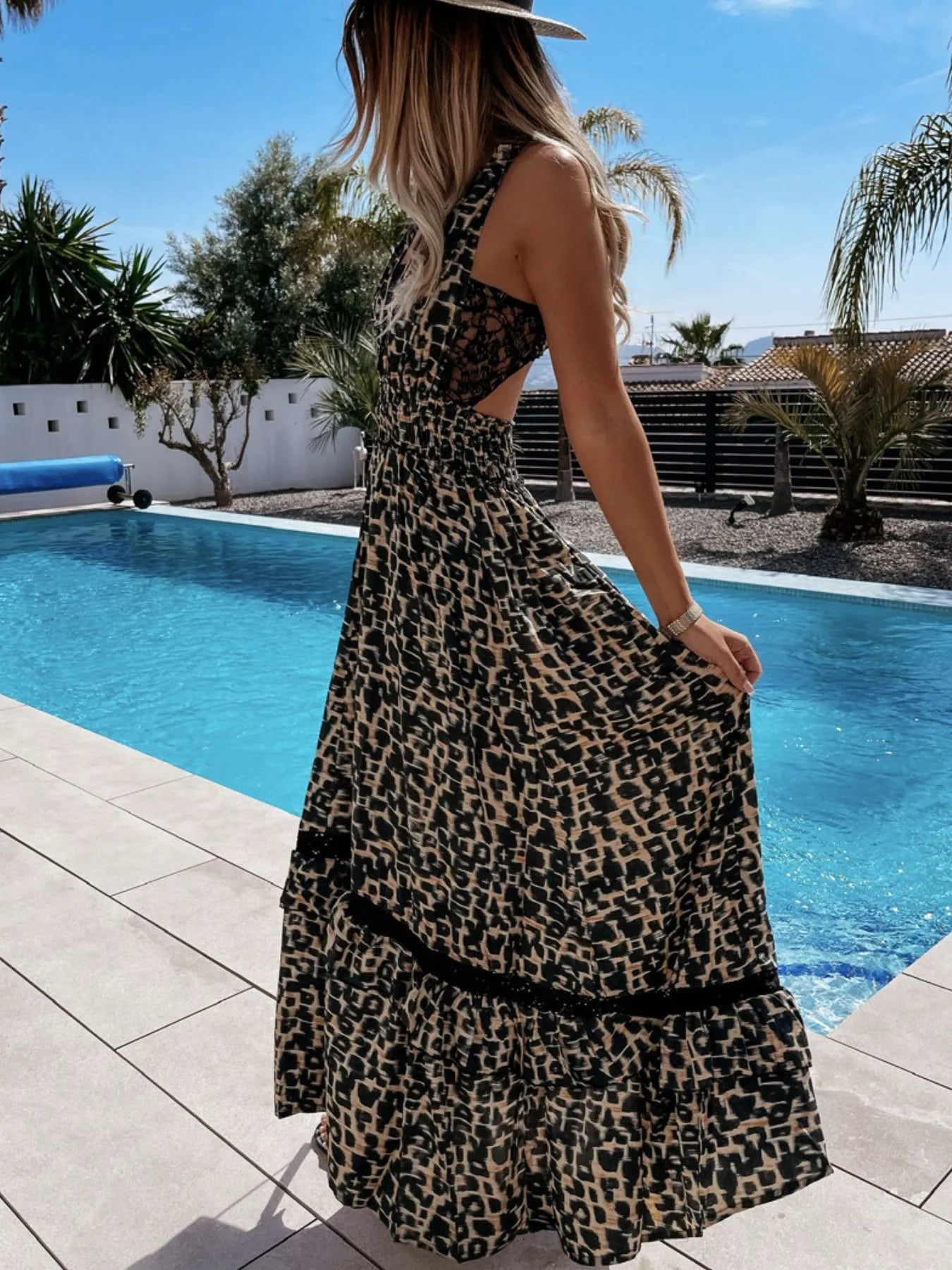 Leopard Print Sleeveless Maxi Dress -