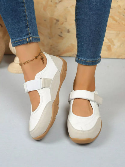 Round Toe Flats Velcro Strap Loafers -