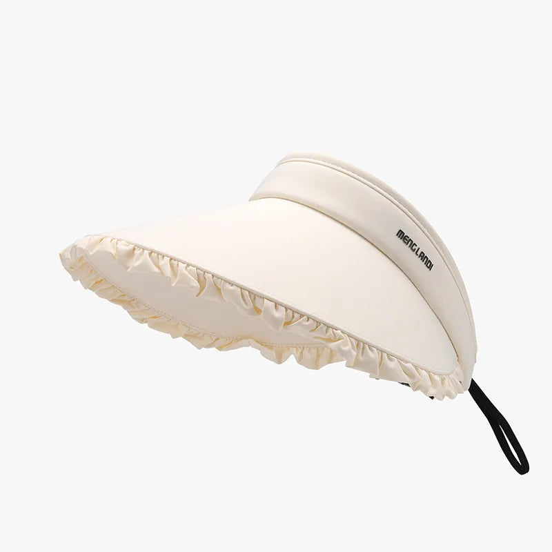 Frill Adjustable Ice Silk Sun Hat - Ivory One Size