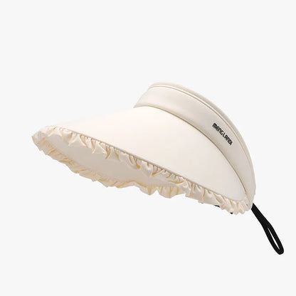 Frill Adjustable Ice Silk Sun Hat - Ivory One Size