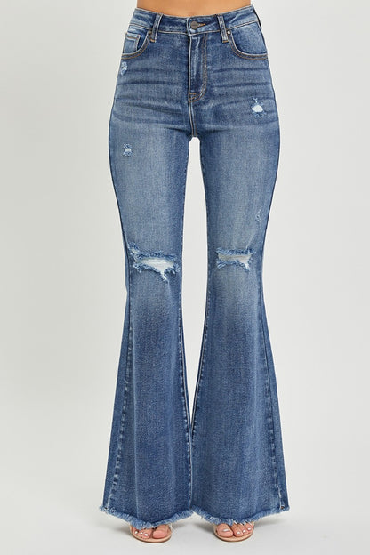 High Waist Distressed Fare Jeans - Medium