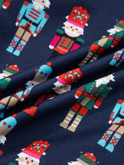 Mama Claus Plaid Letter Tee and Nutcracker Shorts Lounge Set -