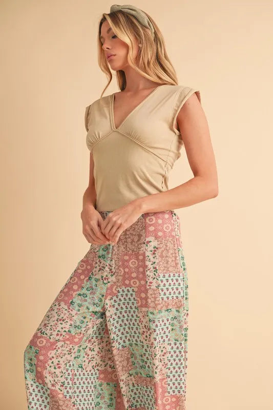 Printed Wide Leg Pants -