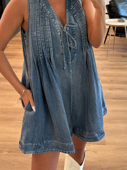 Tied Romper with Pockets -