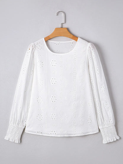 Eyelet Long Sleeve Blouse -