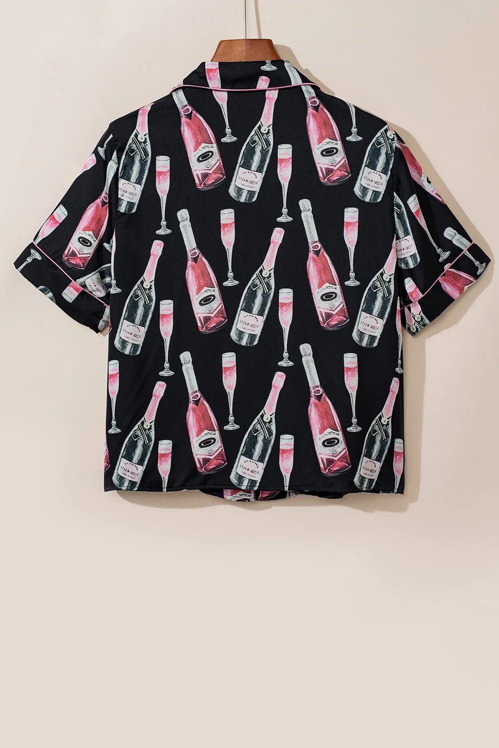 Champagne Print Short Sleeve Top and Shorts Set -