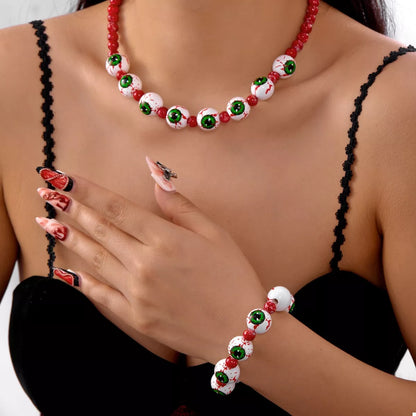 Halloween Beaded Necklace and Bracelet Jewelry Set -