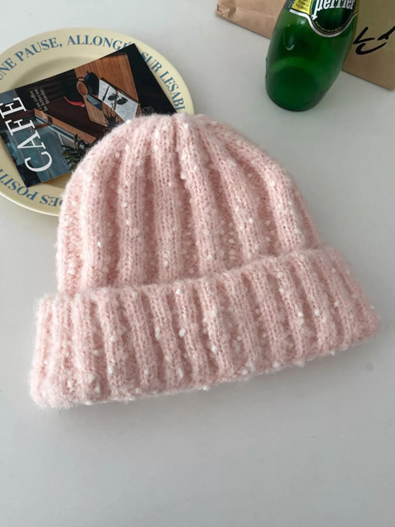 Knitted Beanie Hat - Pink One Size