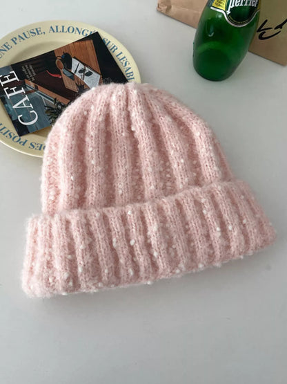 Knitted Beanie Hat - Pink One Size