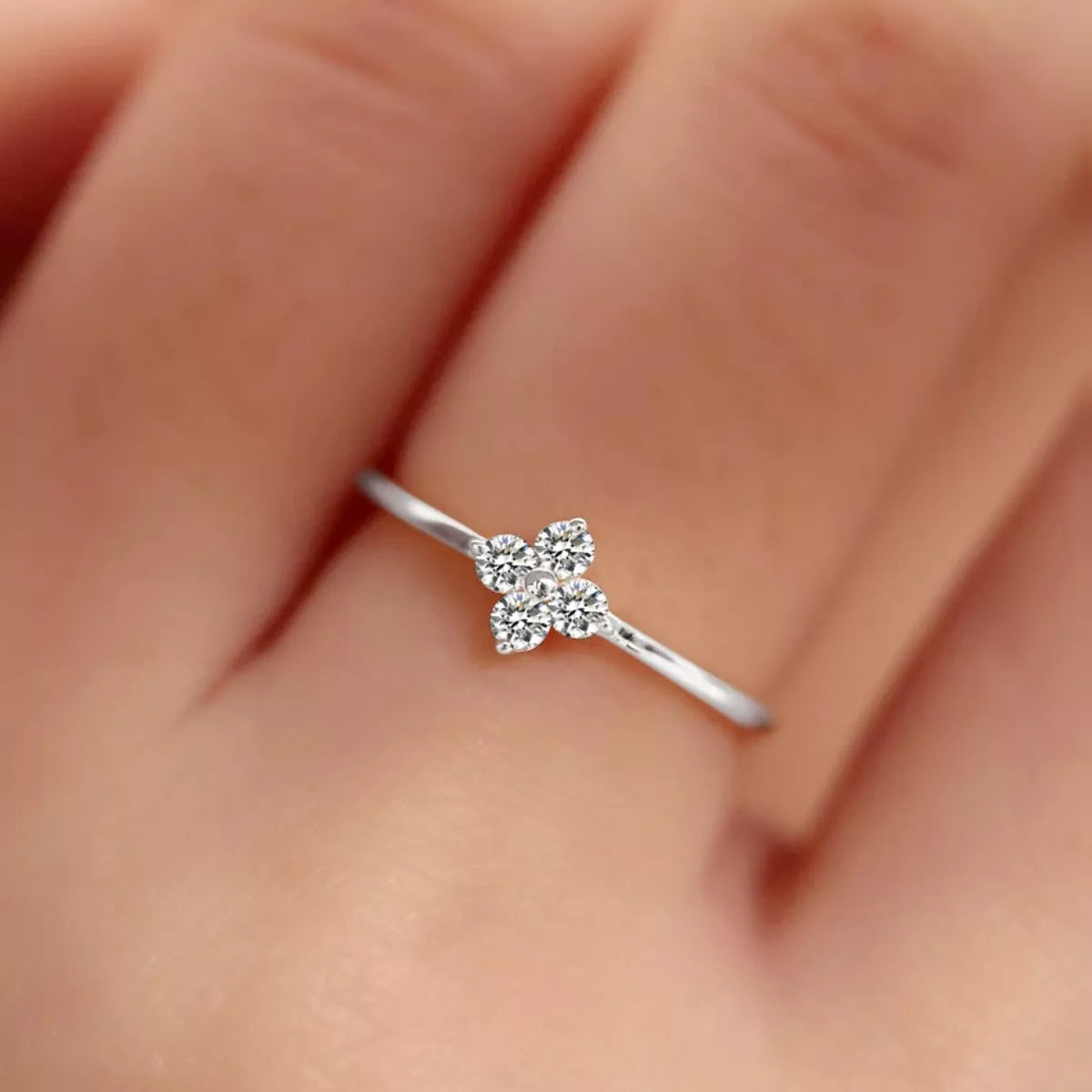Sterling Silver Four-Leaf Clover Ring - Silver