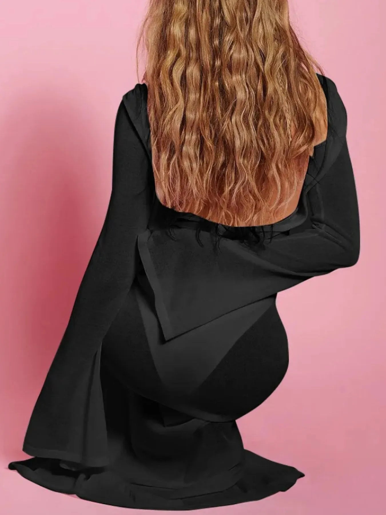 Backless Long Sleeve Maxi Cover-Up -