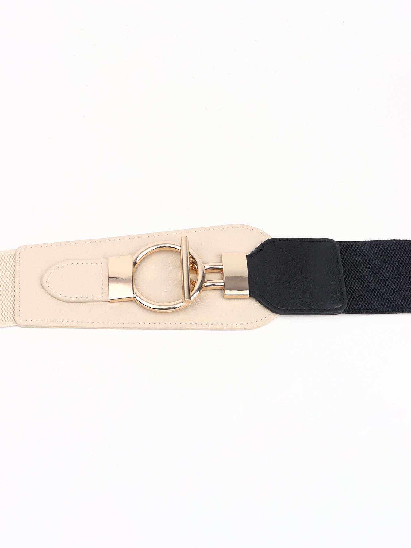 PU Elastic Wide Belt with Alloy Buckle -