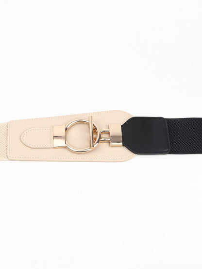 PU Elastic Wide Belt with Alloy Buckle -