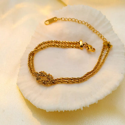 Stainless Steel Twisted Chain Bracelet - Gold One Size