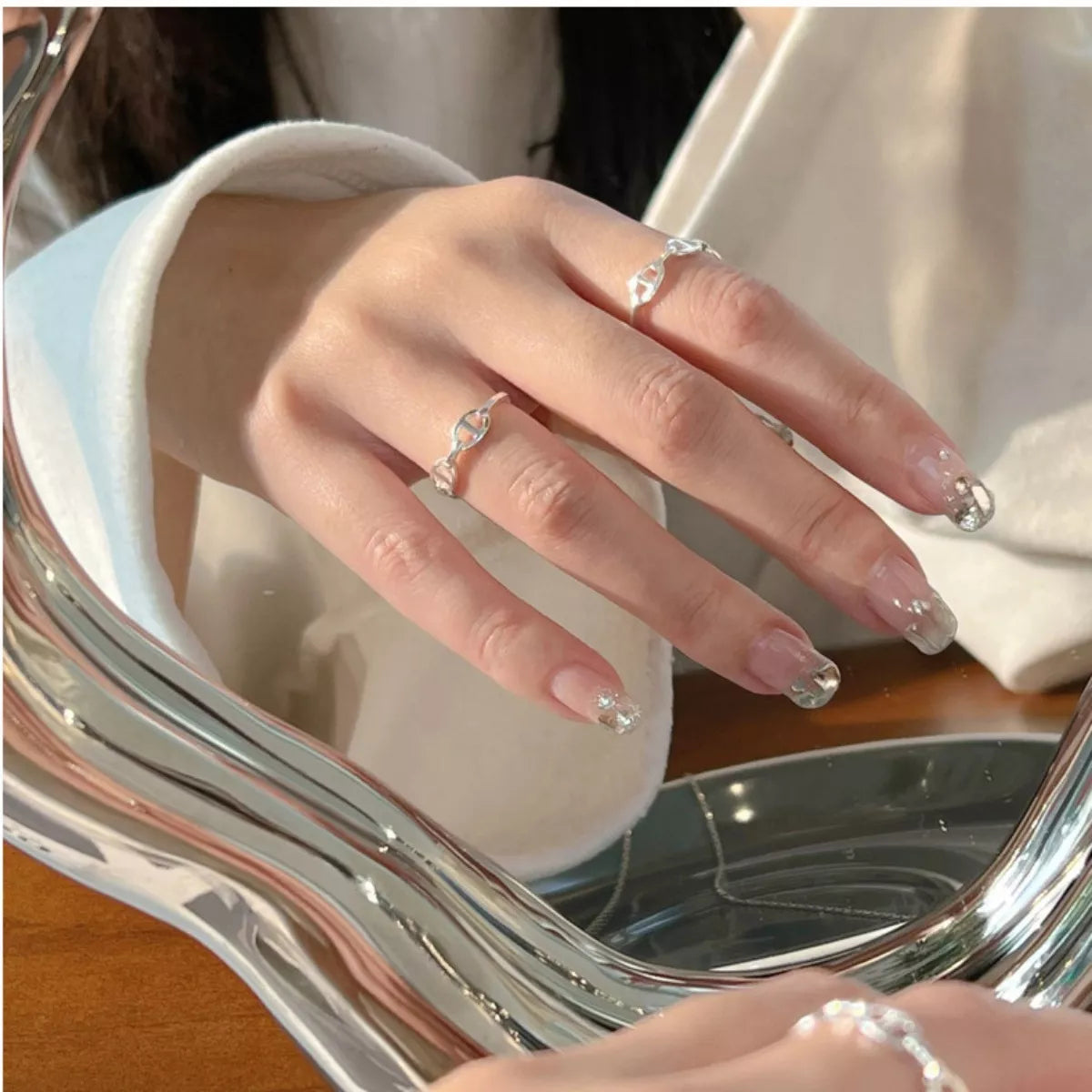 Sterling Silver Geometric Ring -