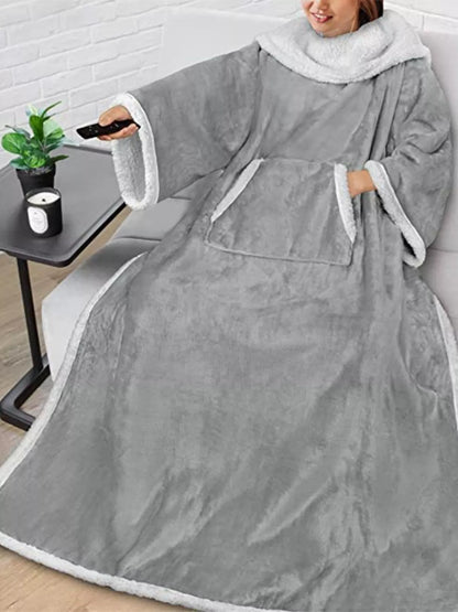 Oversized Wearable Blanket Hoodie Lounge Nightgown - Gray One Size