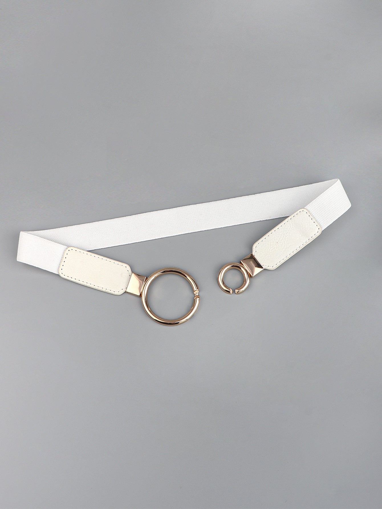 Double Ring Buckle Elastic PU Belt -