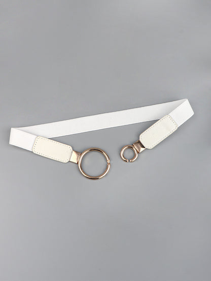 Double Ring Buckle Elastic PU Belt -