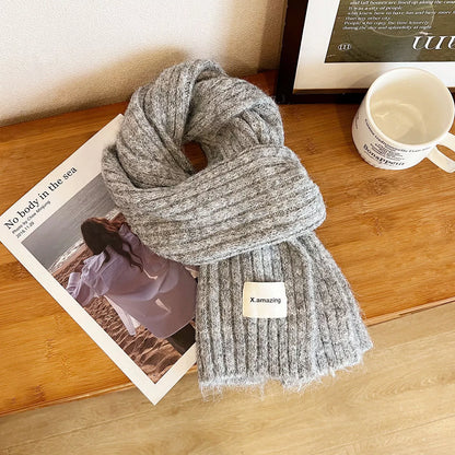 Soft Knit Winter Scarf - Gray One Size
