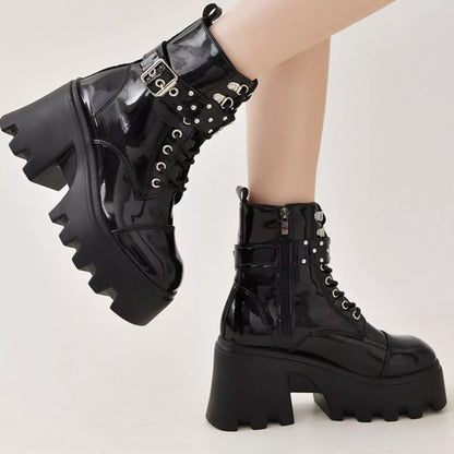 Studded Detail Platform Ankle Boots -