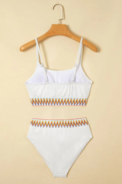 Textured Bikini High Waist Swimsuit Set -