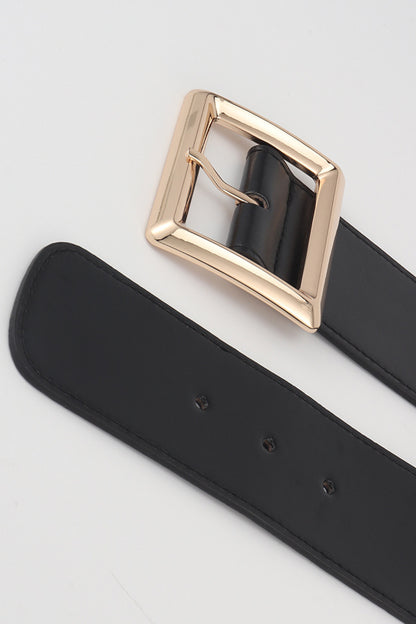 Rectangle Buckle Elastic Wide Belt -