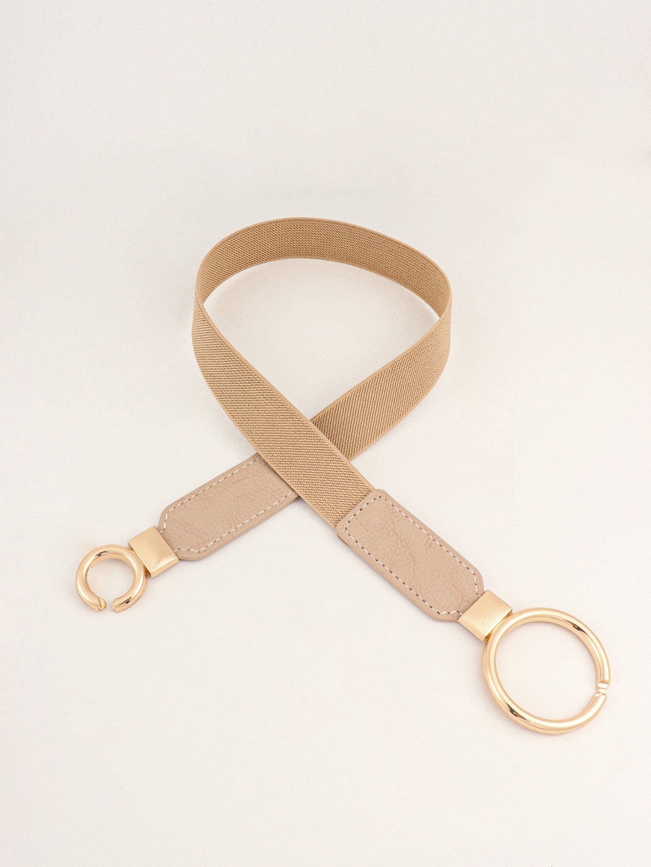 Double Ring Buckle Elastic PU Belt -
