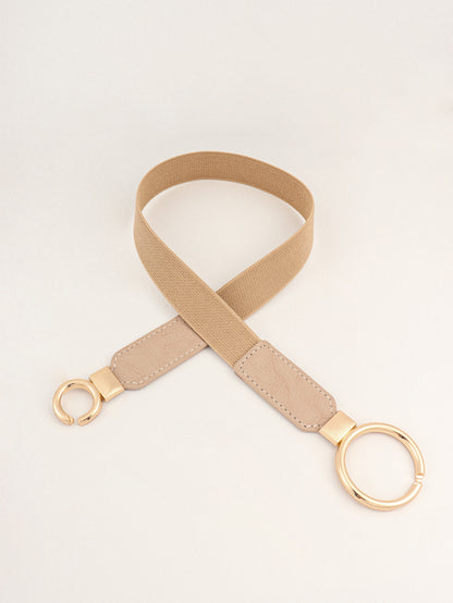 Double Ring Buckle Elastic PU Belt -