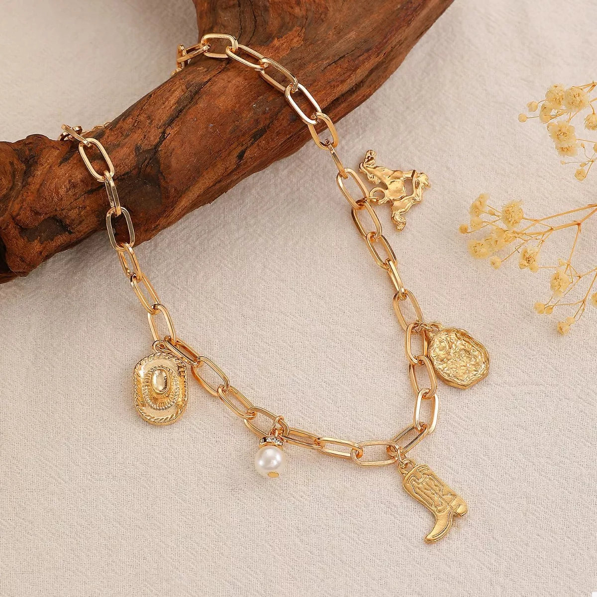 Charm Necklace and Bracelet Jewelry Set -