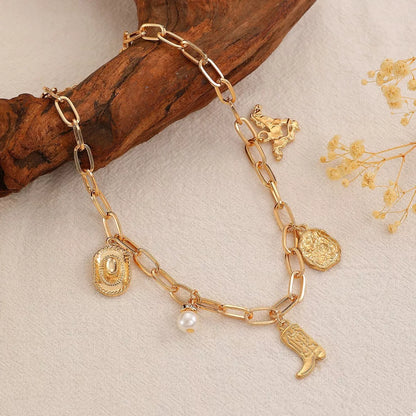 Charm Necklace and Bracelet Jewelry Set -