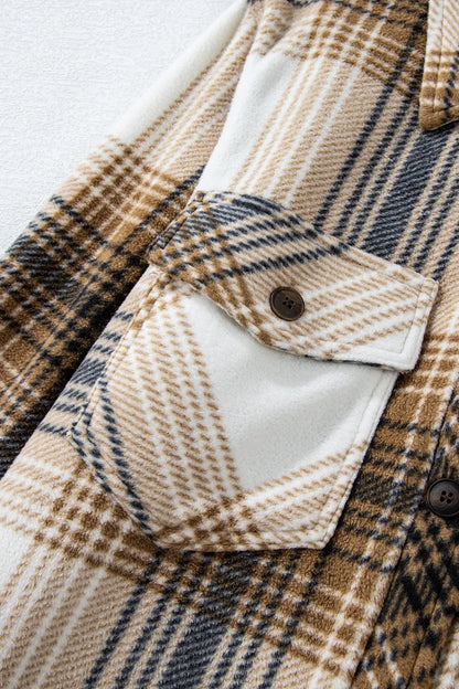 Plaid Button Up Long Sleeve Shacket -