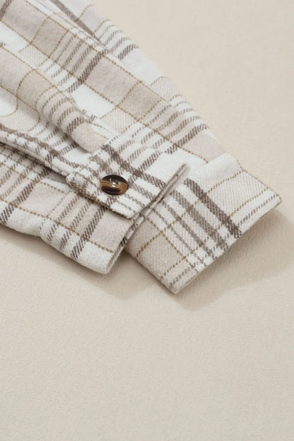 Plaid Removable Hood Button Up Shacket -
