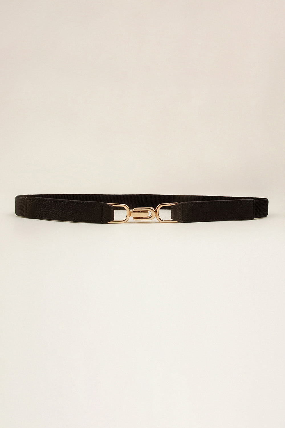 Alloy Buckle Elastic Belt - Black One Size
