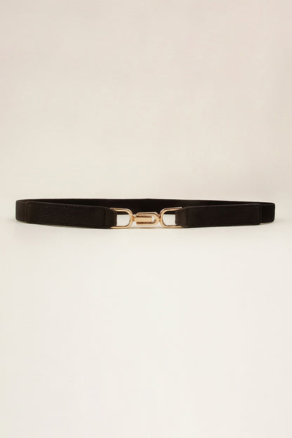 Alloy Buckle Elastic Belt - Black One Size