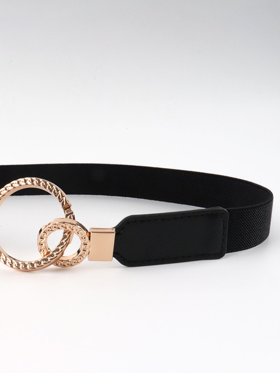 Double Ring Buckle Elastic PU Belt -