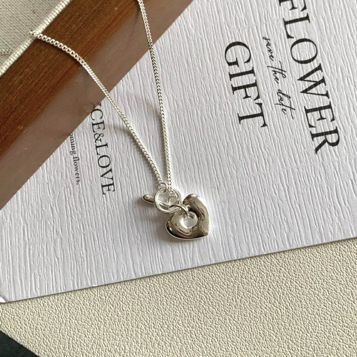 Sterling Silver Heart Toggle Clasp Necklace -