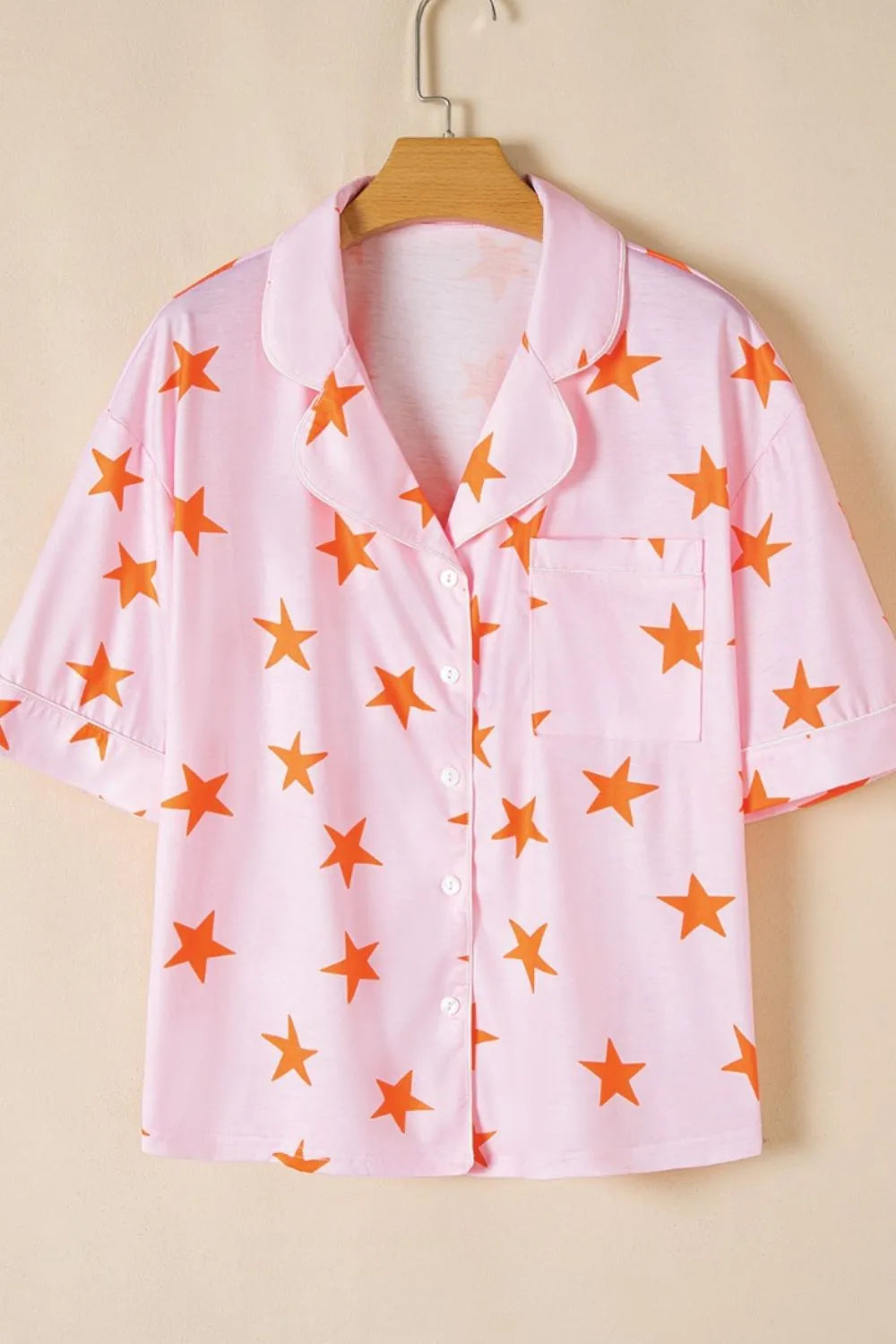 Star Print Short Sleeve Shirt and Shorts Set -