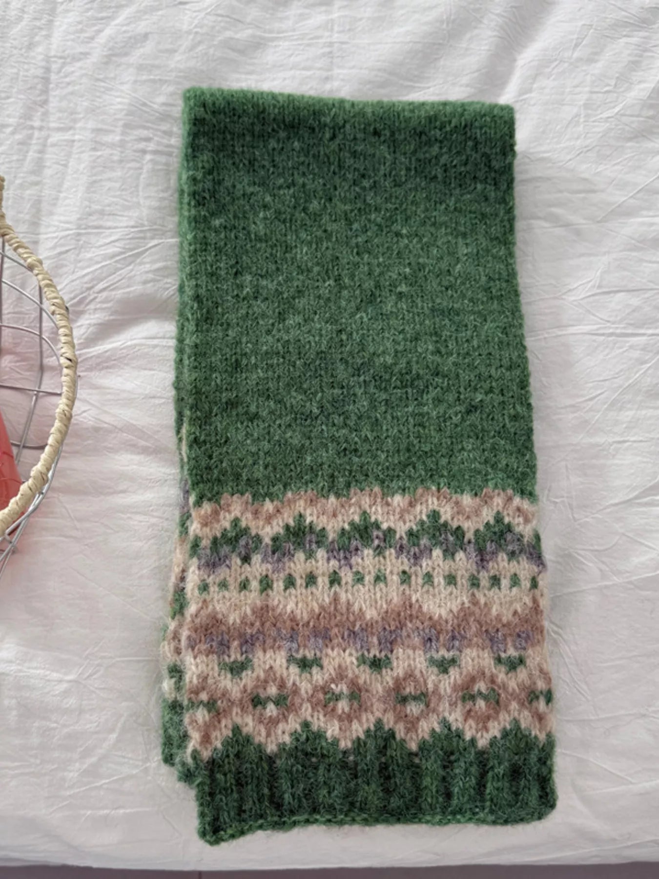 Nordic Pattern Knitted Winter Scarf -